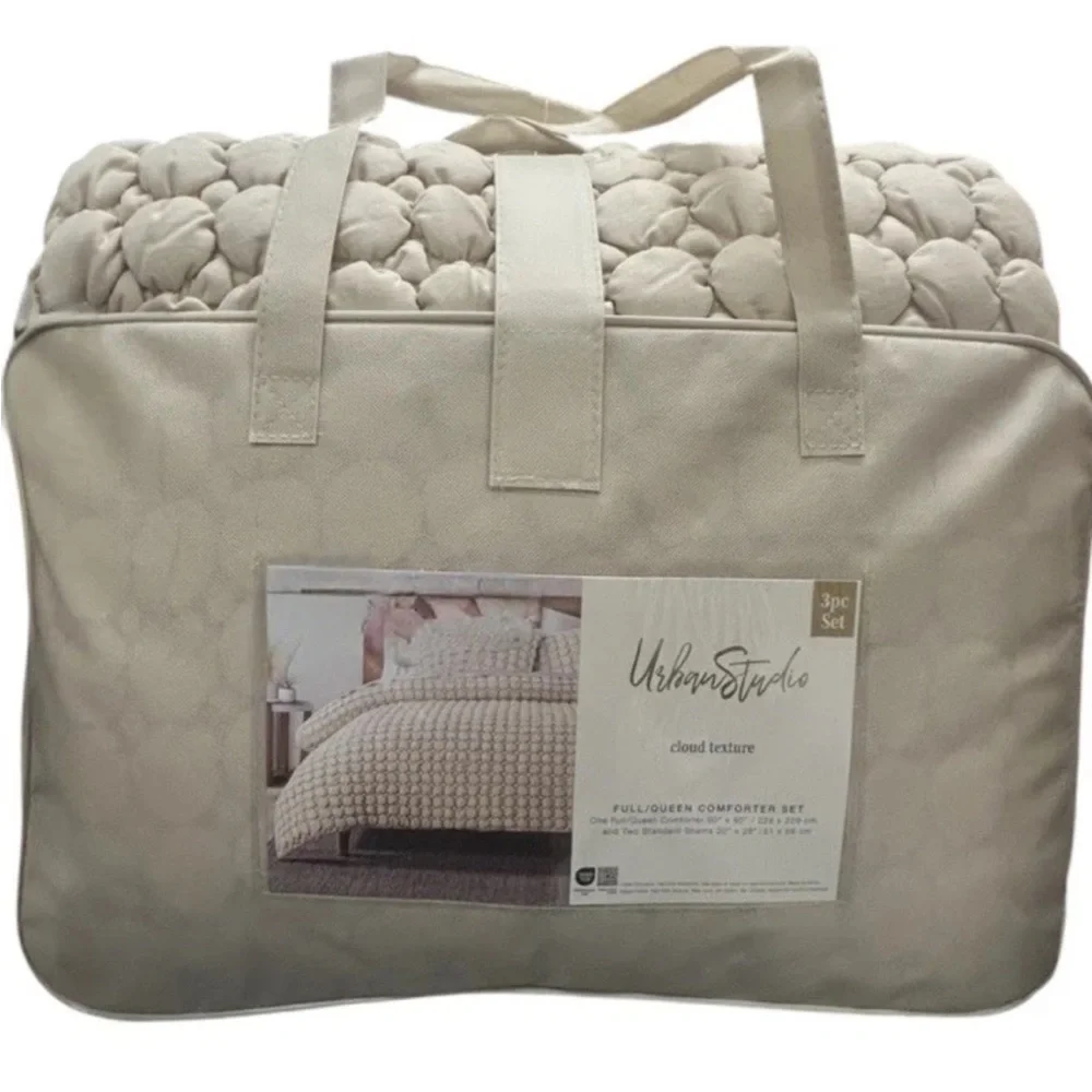 Urban Studio Cloud Texture Tan Full/Queen Comforter Set 90”x90”